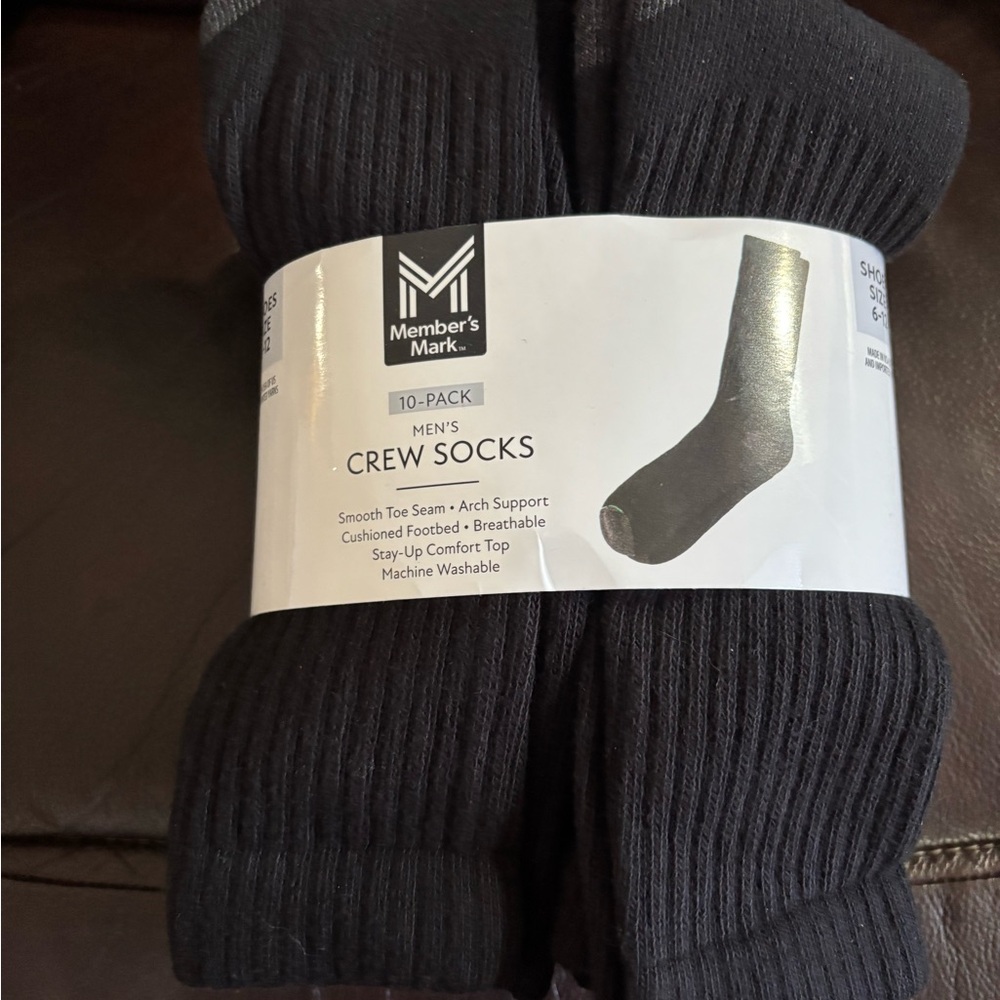 Black Crew Socks - 10 Pack